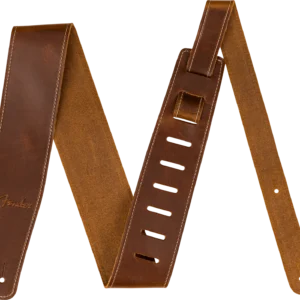 Fender Broken-In Leather Strap Tan - front Fender Broken-In Leather Strap Tan 990641021