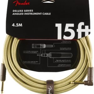 Fender Deluxe Series Tweed Instrument Cable 15 ft - coiled Fender Instrument Cable Deluxe Series Angled 15Ft Tweed 990820086