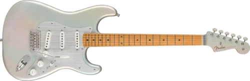 Fender H.E.R. Stratocaster Chrome Glow - front Fender 6 String Solid-Body Electric Guitar, Right, Chrome Glow (0140242343)