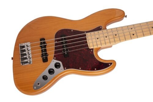 Fender Made in Japan Hybrid II Jazz Bass V Vintage Natural - body angle