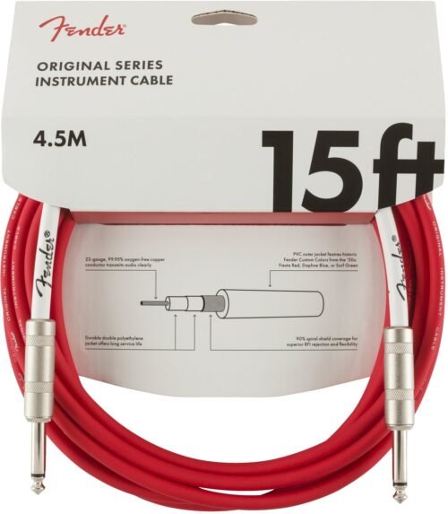 Fender Original Series Instrument Cable 15 ft Fiesta Red - product photo Fender Instrument Cable Original Series 15Ft Fiesta Red 990515010