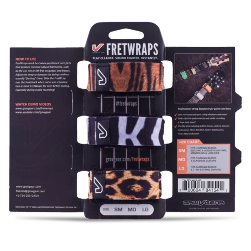 Gruv Gear FretWraps Wild 3-Pack - tiger, zebra, leopard