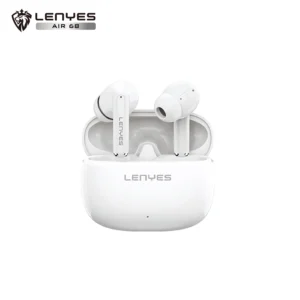 Lenyes AIR68 - white earbuds in open charging case Lenyes AIR68 Wireless Earbuds - White