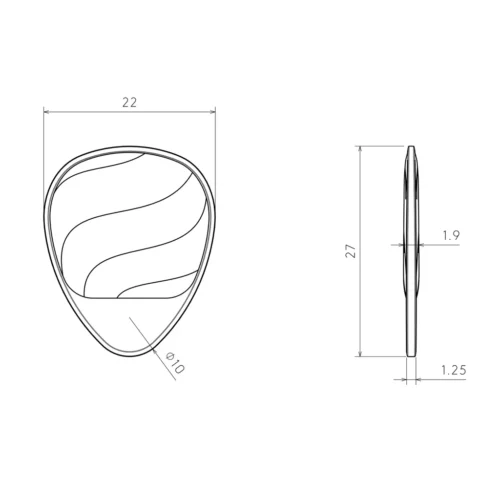 ROMBO Pick Set Waves - dimensions drawing