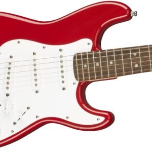 Squier Mini Stratocaster Dakota Red - body angle Fender Squier Mini Stratocaster Dakota Red (0370121554)